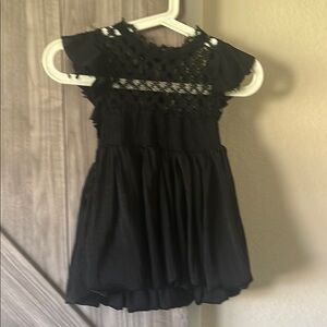 Free People Black Smocked Babydoll Crop Top